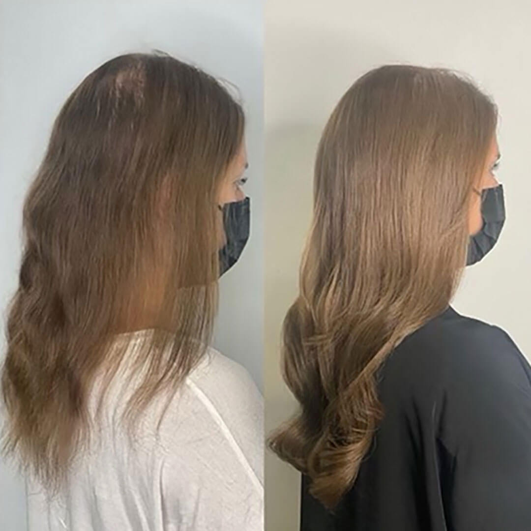 Tape in extensions thin hair before and online after