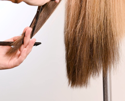 cutting and blending hair extensions