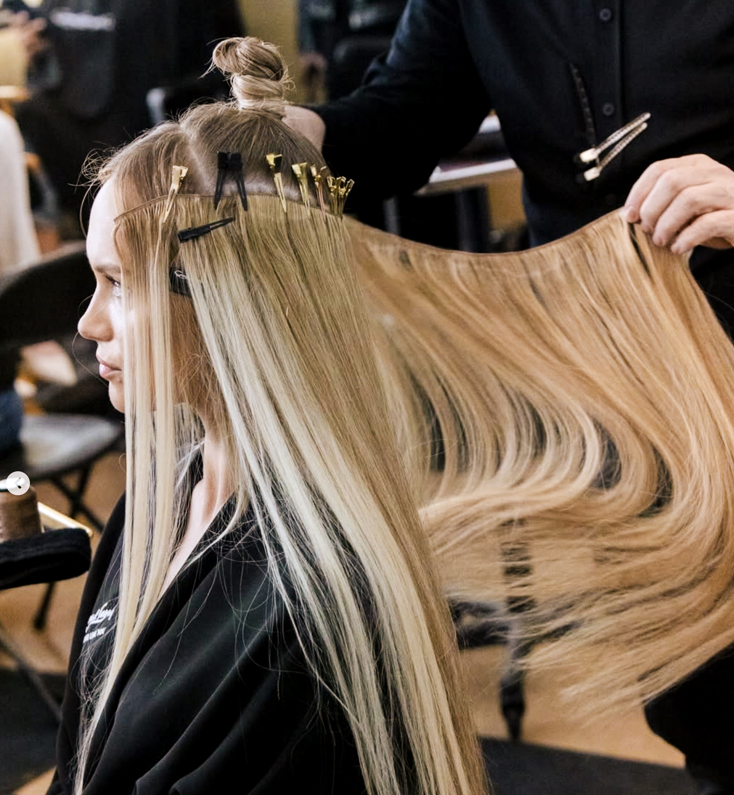 After Great Lengths hair extension application — natural result